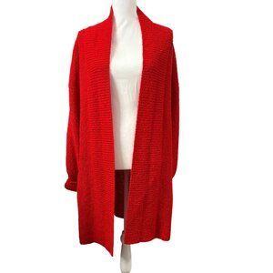 Vintage Le Chois Los Angeles Red Open Front Knit Cardigan Sweater Womens Size L